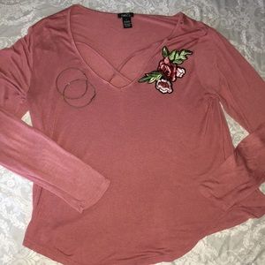 Pink Criss Cross Long Sleeve